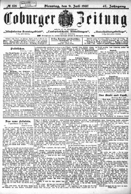 Coburger Zeitung Dienstag 9. Juli 1907