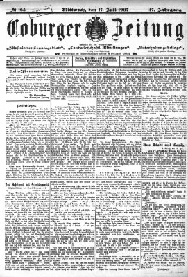 Coburger Zeitung Mittwoch 17. Juli 1907