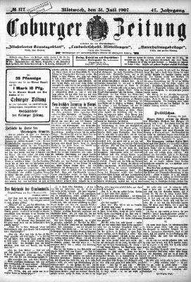 Coburger Zeitung Mittwoch 31. Juli 1907