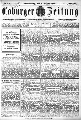 Coburger Zeitung Donnerstag 1. August 1907