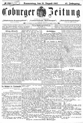 Coburger Zeitung Donnerstag 15. August 1907