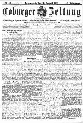 Coburger Zeitung Samstag 17. August 1907