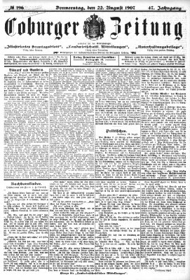 Coburger Zeitung Donnerstag 22. August 1907