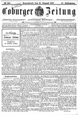 Coburger Zeitung Samstag 31. August 1907