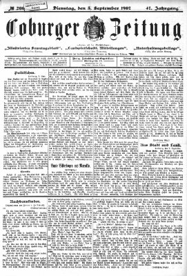 Coburger Zeitung Dienstag 3. September 1907