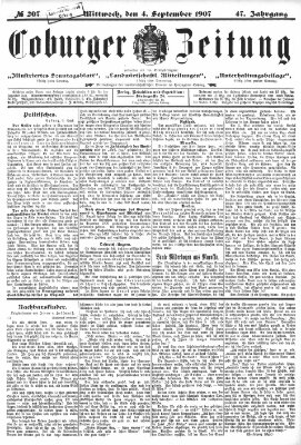 Coburger Zeitung Mittwoch 4. September 1907