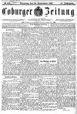 Coburger Zeitung Dienstag 10. September 1907