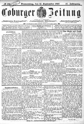 Coburger Zeitung Donnerstag 12. September 1907