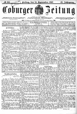 Coburger Zeitung Freitag 13. September 1907