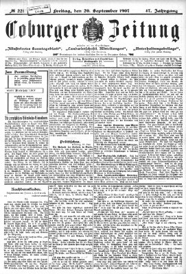 Coburger Zeitung Freitag 20. September 1907