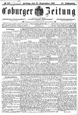 Coburger Zeitung Freitag 27. September 1907