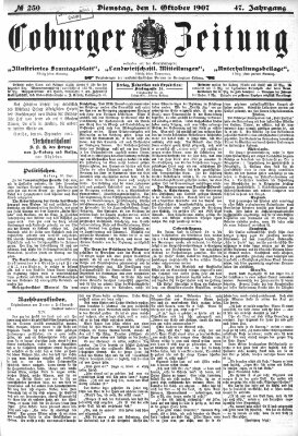 Coburger Zeitung Dienstag 1. Oktober 1907