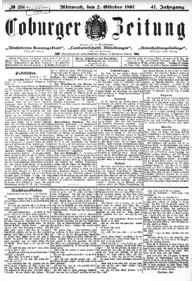 Coburger Zeitung Mittwoch 2. Oktober 1907