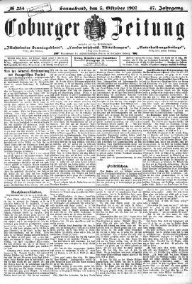 Coburger Zeitung Samstag 5. Oktober 1907