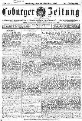 Coburger Zeitung Sonntag 13. Oktober 1907