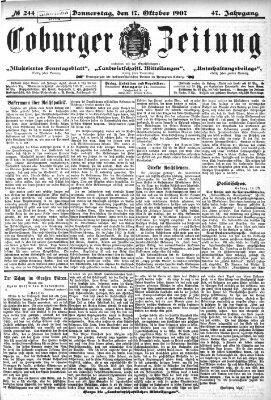 Coburger Zeitung Donnerstag 17. Oktober 1907