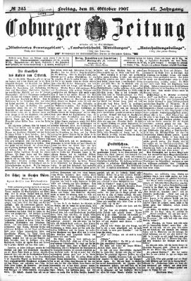 Coburger Zeitung Freitag 18. Oktober 1907