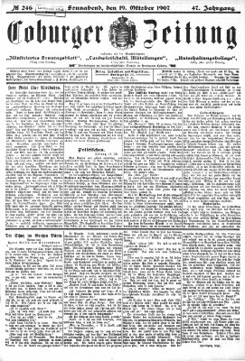 Coburger Zeitung Samstag 19. Oktober 1907