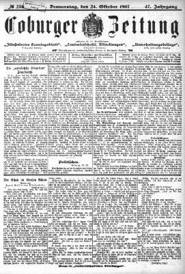 Coburger Zeitung Donnerstag 24. Oktober 1907