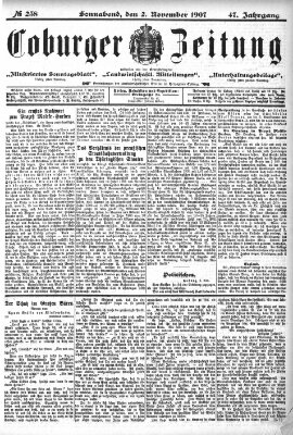 Coburger Zeitung Samstag 2. November 1907