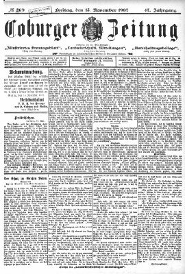 Coburger Zeitung Freitag 15. November 1907