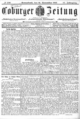 Coburger Zeitung Samstag 16. November 1907