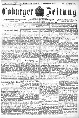 Coburger Zeitung Dienstag 19. November 1907