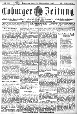 Coburger Zeitung Sonntag 24. November 1907