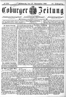 Coburger Zeitung Mittwoch 27. November 1907