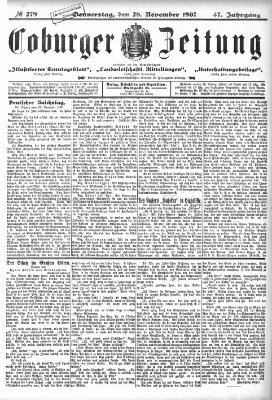 Coburger Zeitung Donnerstag 28. November 1907