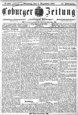 Coburger Zeitung Dienstag 3. Dezember 1907