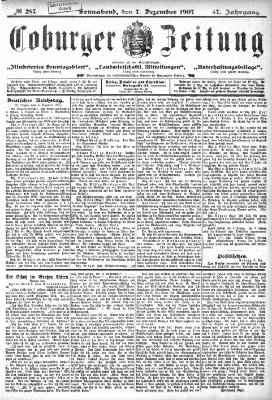 Coburger Zeitung Samstag 7. Dezember 1907