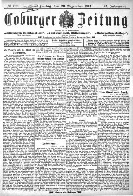 Coburger Zeitung Freitag 20. Dezember 1907