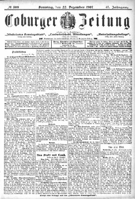 Coburger Zeitung Sonntag 22. Dezember 1907