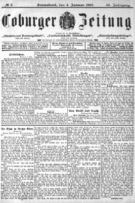 Coburger Zeitung Samstag 4. Januar 1908