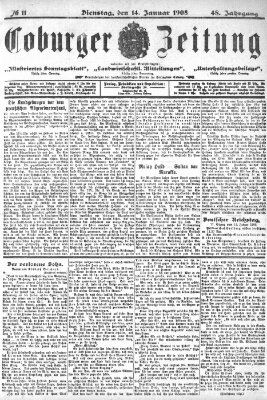 Coburger Zeitung Dienstag 14. Januar 1908