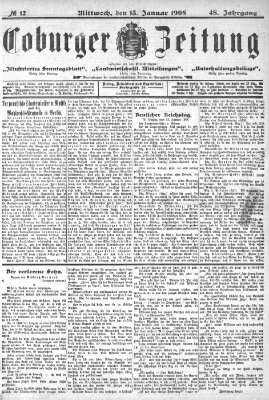 Coburger Zeitung Mittwoch 15. Januar 1908