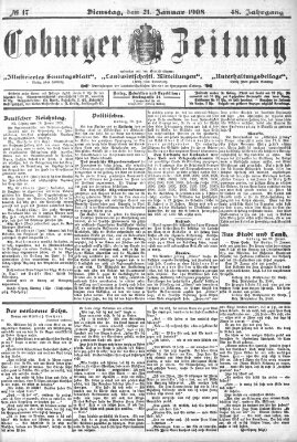 Coburger Zeitung Dienstag 21. Januar 1908