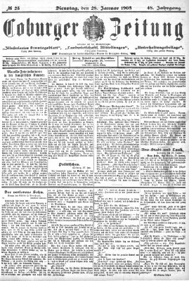 Coburger Zeitung Dienstag 28. Januar 1908