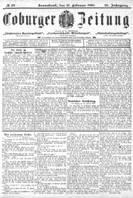 Coburger Zeitung Samstag 15. Februar 1908