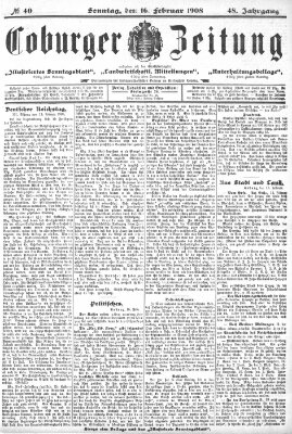 Coburger Zeitung Sonntag 16. Februar 1908