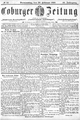 Coburger Zeitung Donnerstag 20. Februar 1908