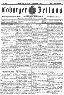 Coburger Zeitung Dienstag 25. Februar 1908