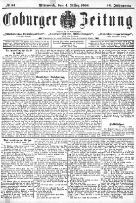 Coburger Zeitung Mittwoch 4. März 1908