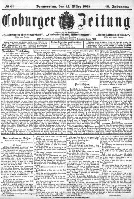 Coburger Zeitung Donnerstag 12. März 1908