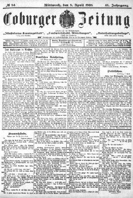 Coburger Zeitung Mittwoch 8. April 1908