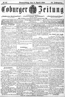 Coburger Zeitung Donnerstag 9. April 1908