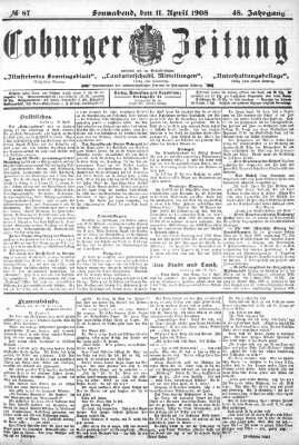 Coburger Zeitung Samstag 11. April 1908