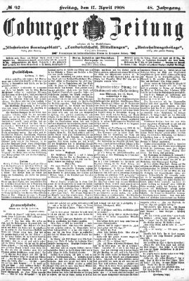 Coburger Zeitung Freitag 17. April 1908