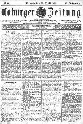 Coburger Zeitung Mittwoch 22. April 1908